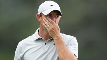 Rory McIlroy responds to a layup at the 2023 Masters