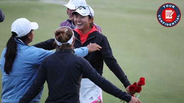 American Rose Chang celebrates winning the Mizuho US Open championship in a playoff over Jennifer Copcho of the United States during the final round at Liberty National Golf Club on June 4, 2023 in Jersey City, New Jersey.