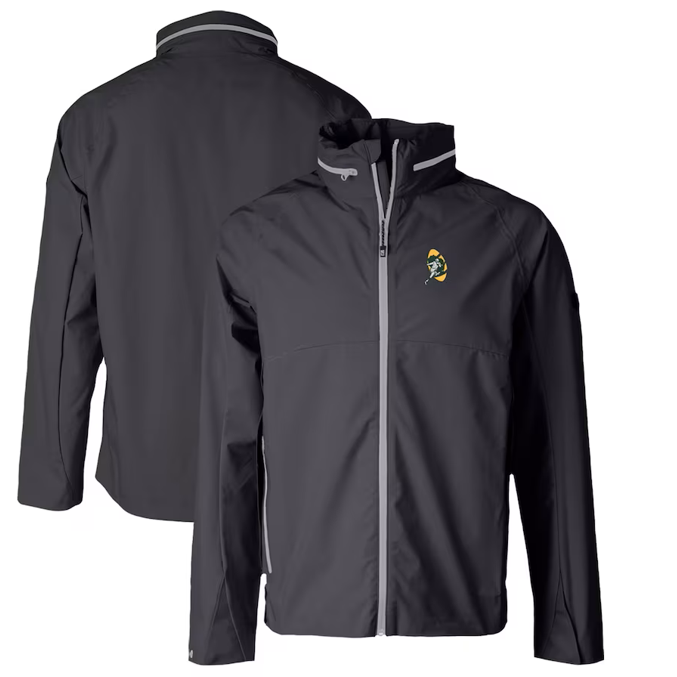 Green Bay Packers Cutter & Buck Throwback Logo Vapor Water Stretch Full-Zip Rain Jacket - Graphite