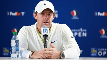 Rory McElroy speaking at the Canadian Open