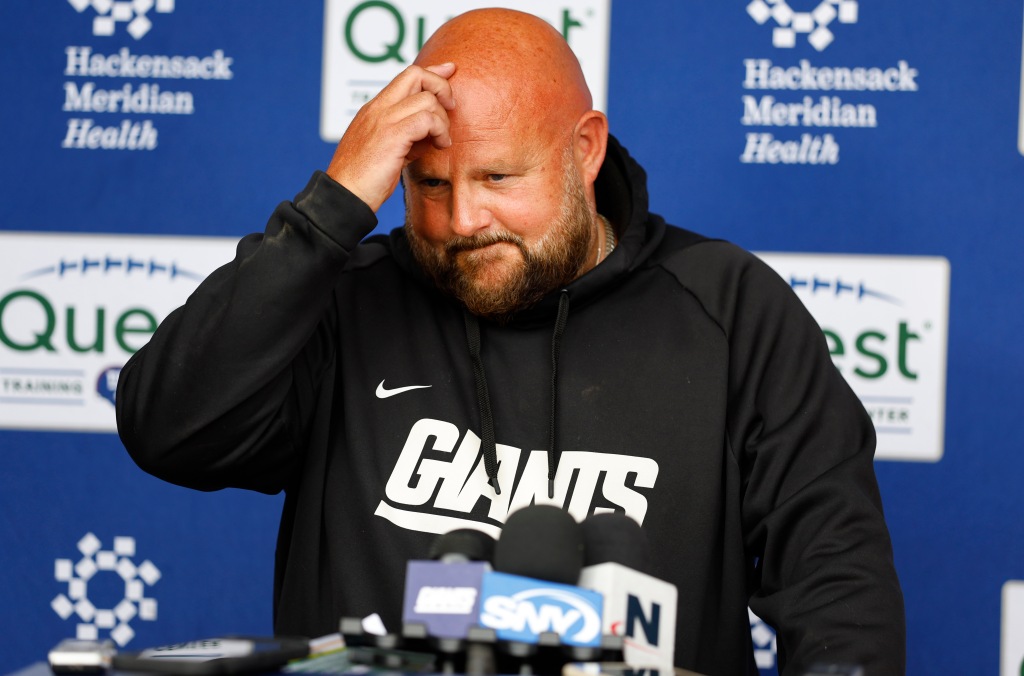 New York Giants head coach Brian Daboll answers questions from reporters during mini camp in East Rutherford, N.J. Wednesday, June 14, 2023