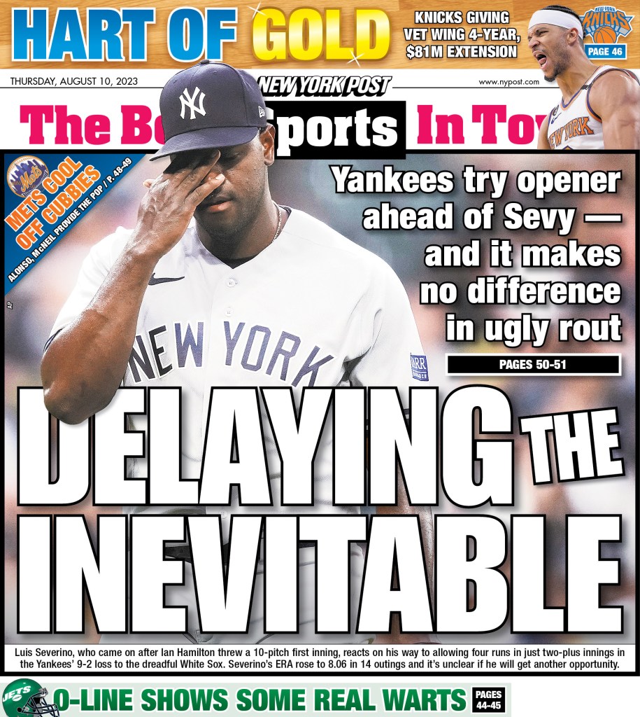 The back cover of the New York Post on August 10, 2023