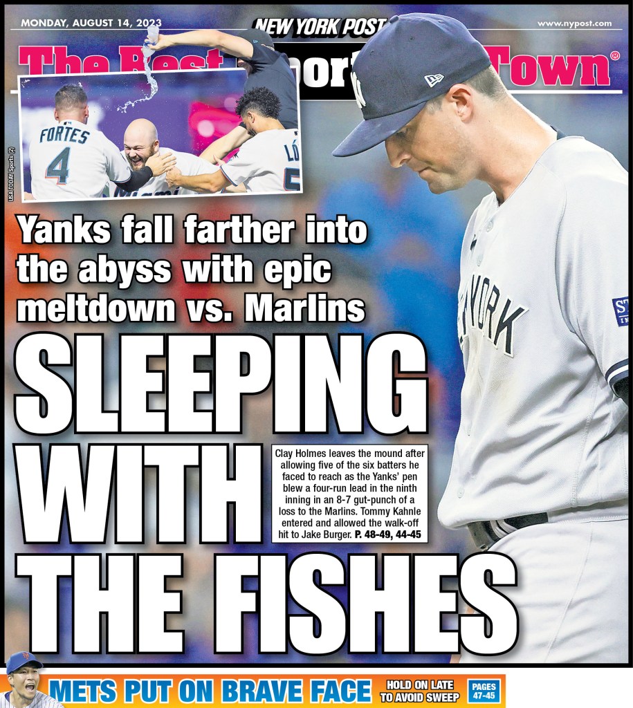 The back cover of the New York Post on Aug. 14, 2023