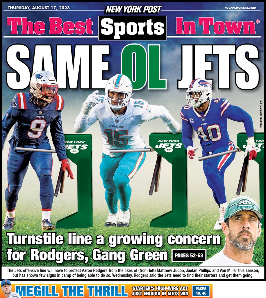The New York Post back page for Aug. 17, 2023.