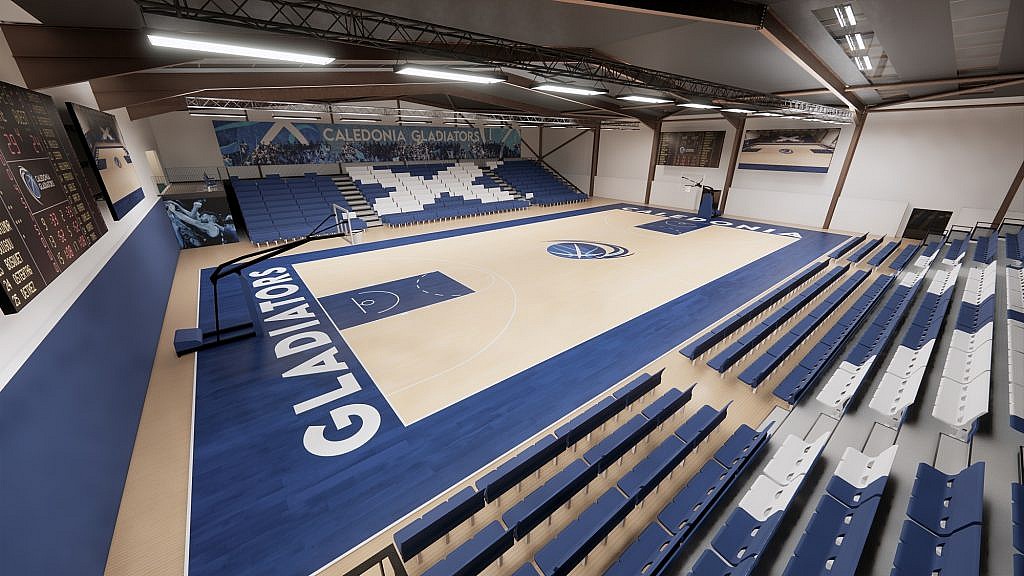 The British Basketball League Trophy Final winners, the Caledonia Gladiators, reveal computer-generated images as part of the first stage of their new stadium project.