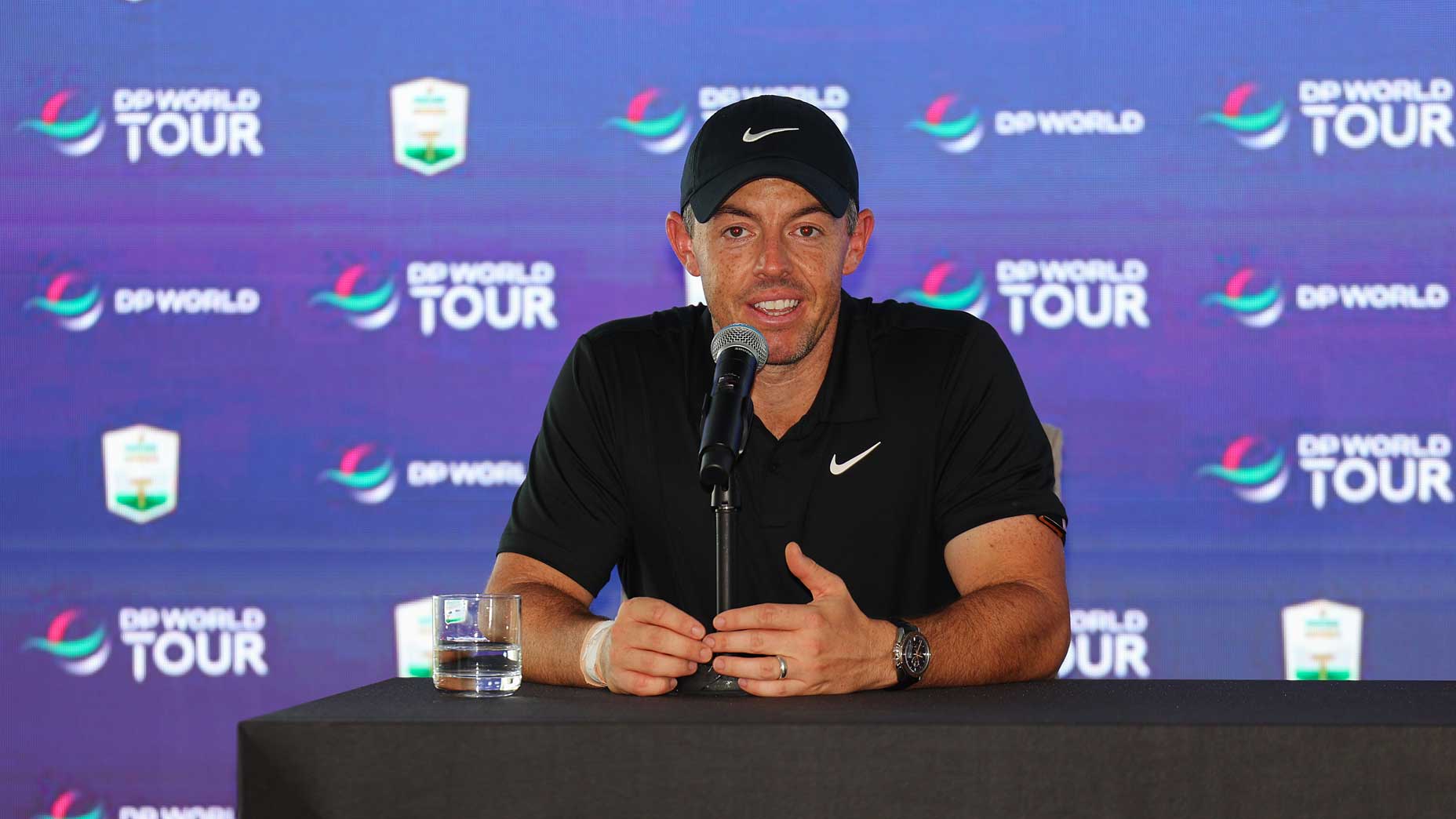 Rory McIlroy speaking at press conference