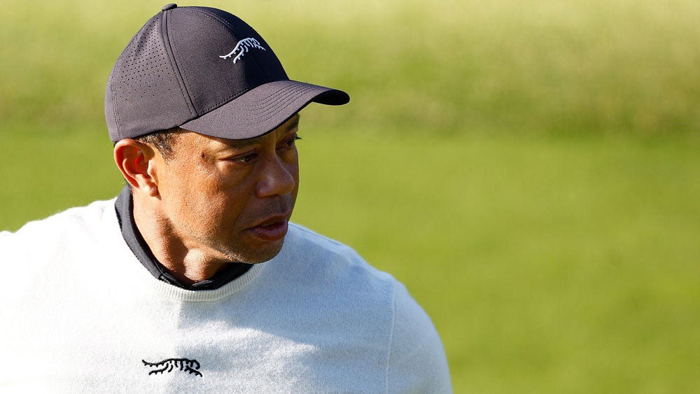 tiger woods in first round of 2024 genesis invitational