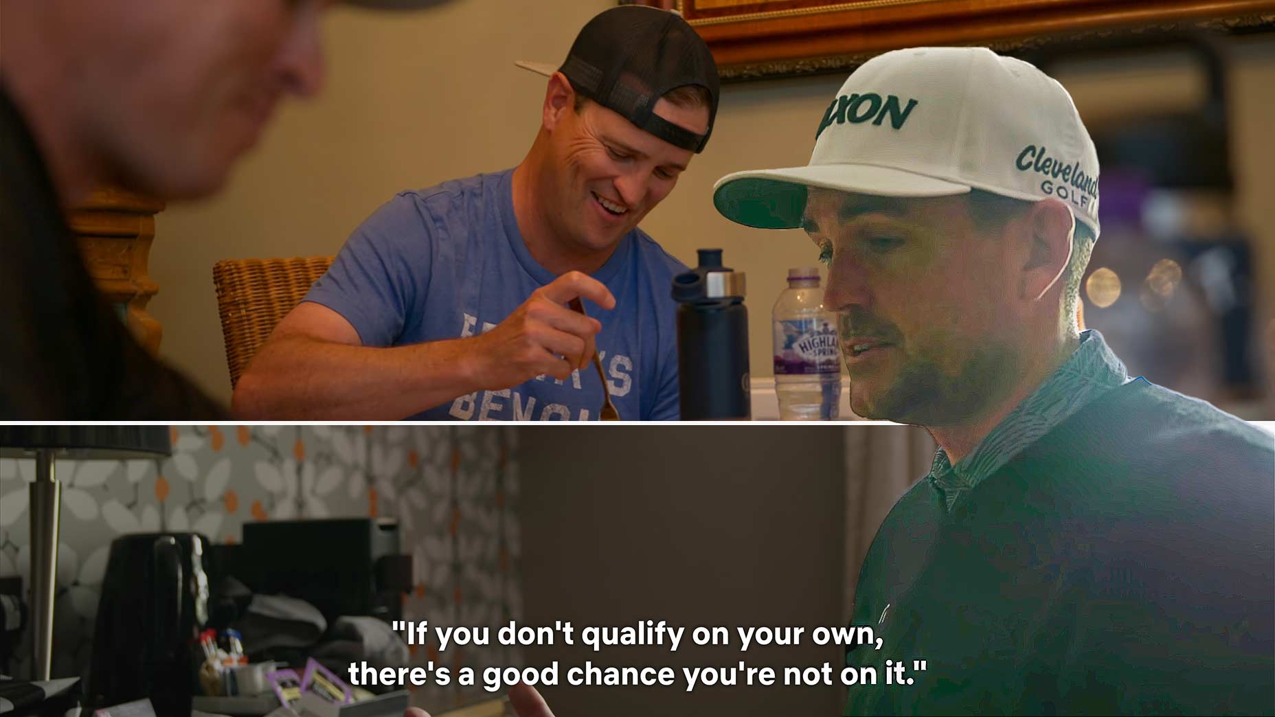 Images of Keegan Bradley and Zach Johnson from Netflix's "Full Swing."